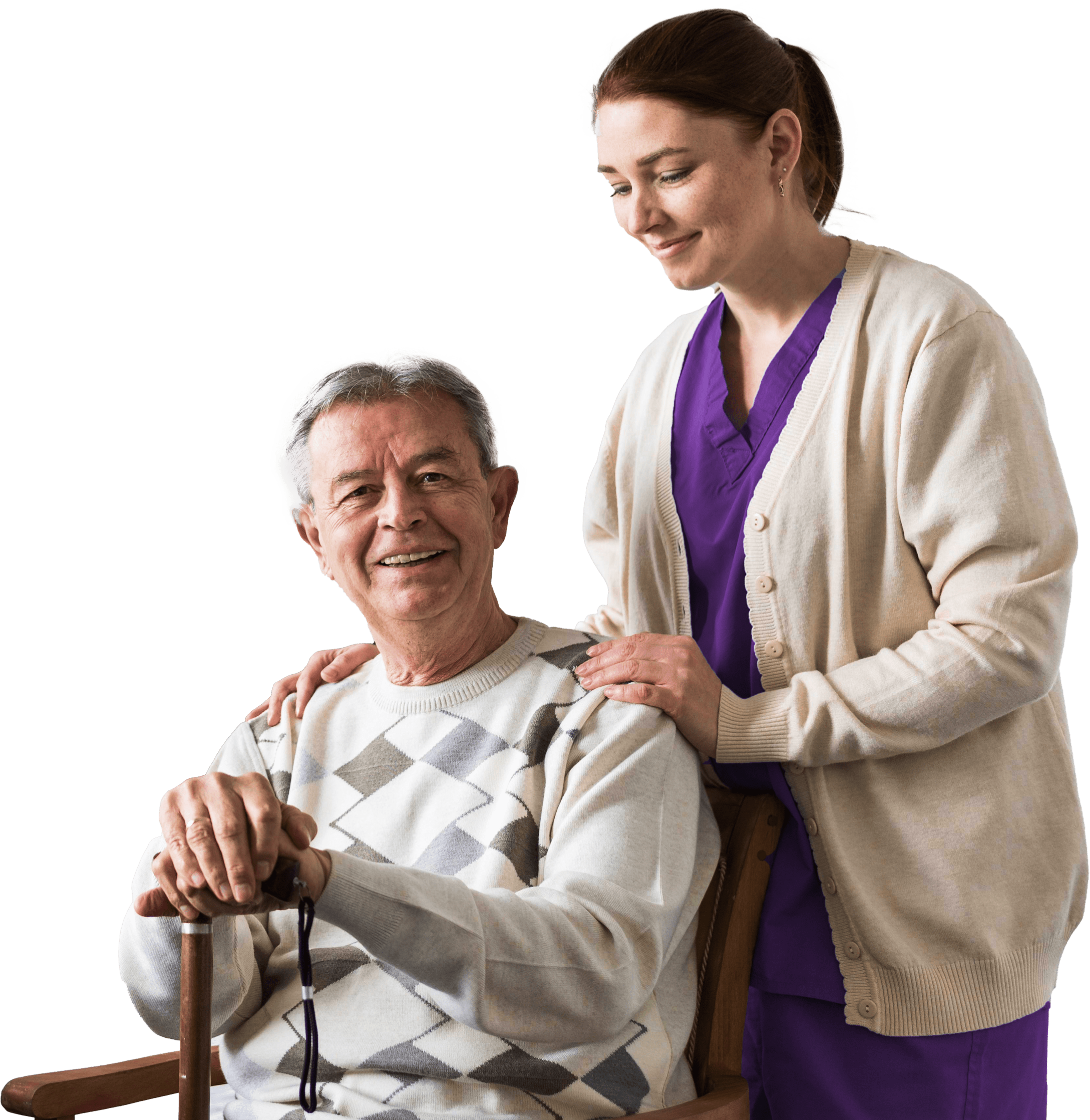Caregiver assisting an elderly client