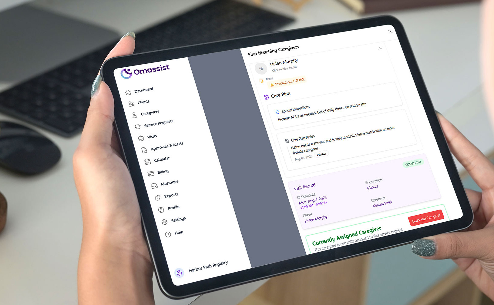 Omassist dashboard shown on mobile and desktop screens, illustrating ease of use.